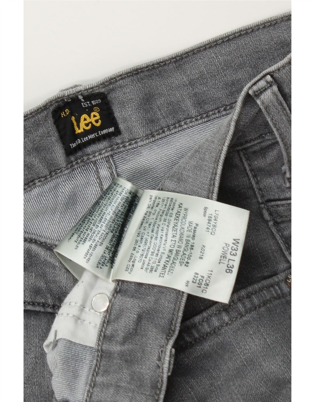 Мужские джинсы LEE Powell Slim W33 L32, серый хлопок
