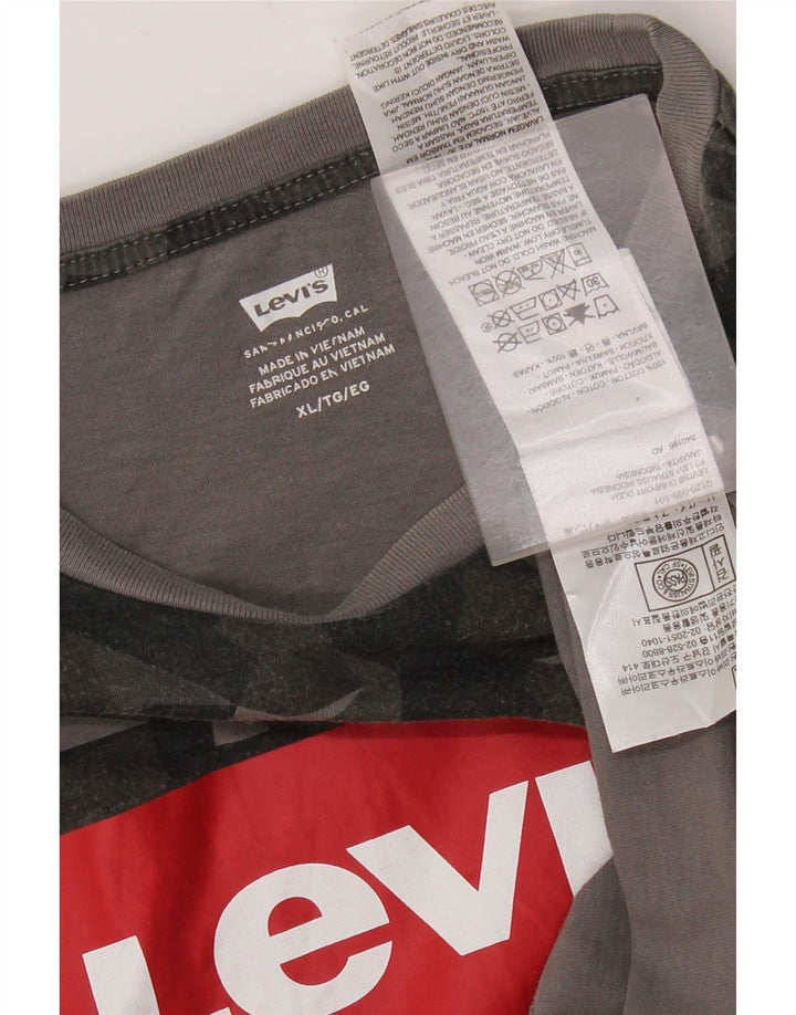 Мужская футболка с рисунком LEVI'S, топ XL, серый камуфляж, хлопок