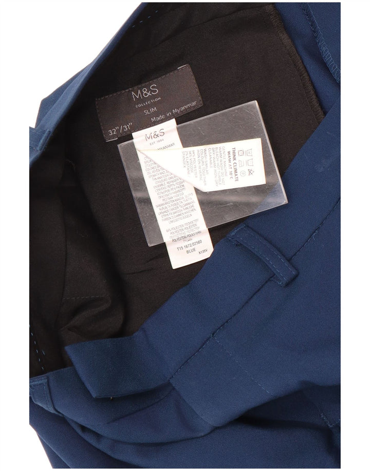 Мужские узкие брюки Marks & Spencer W32 L31 синие из полиэстера