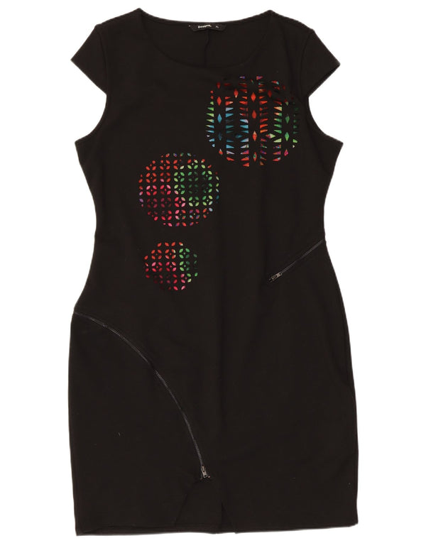 Женское платье-футляр Desigual UK 18 XL, черное из полиэстера с геометрическим рисунком