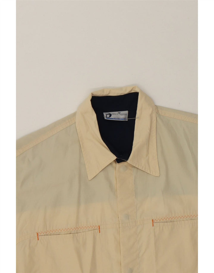 SERGIO TACCHINI Mens Short Sleeve Shirt Large Yellow Polyester Vintage Sergio Tacchini and Second-Hand Sergio Tacchini from Messina Hembry 
