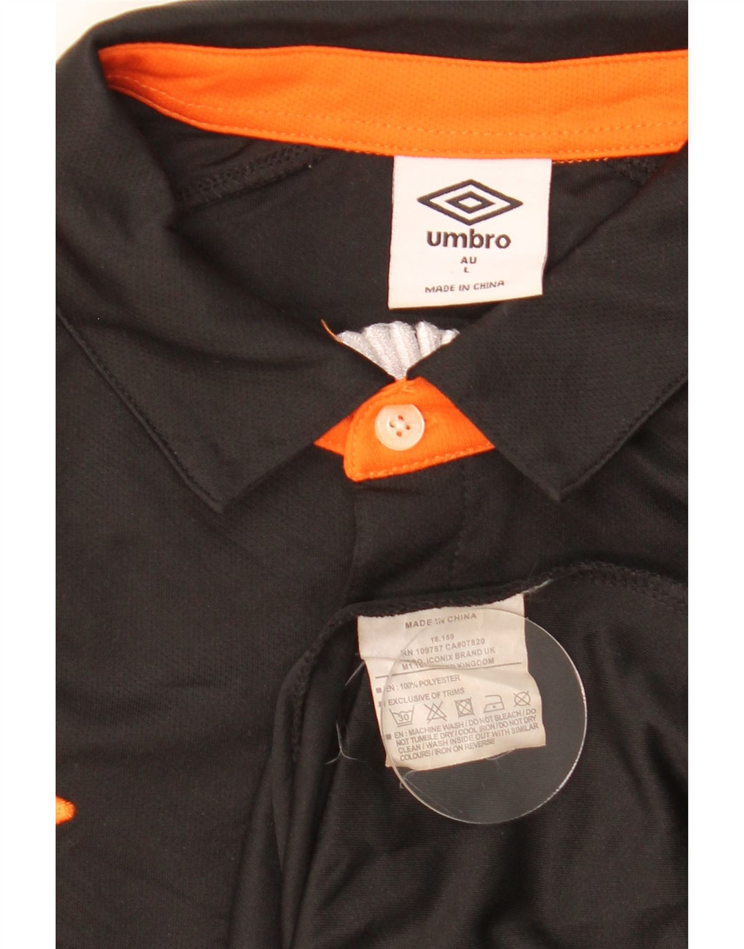 Мужская рубашка поло Umbro Spartans с графическим рисунком, большая черная полиэстер с цветными блоками