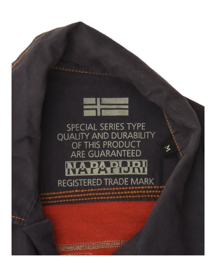 NAPAPIJRI Мужская рубашка с коротким рукавом с графическим рисунком, средний темно-синий с цветочным принтом