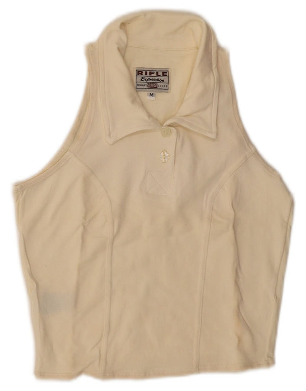 Женская укороченная рубашка-поло без рукавов Rifle UK 12, средний цвет, белый хлопок