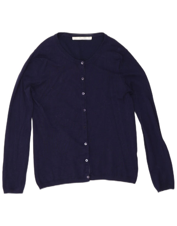 Zara Womens Cardigan Sweater UK 14 Medium Navy Blue