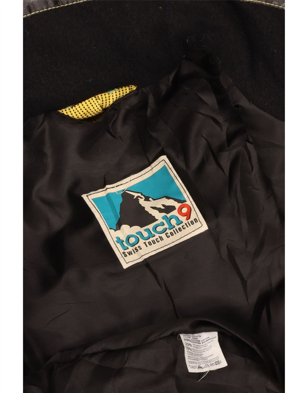 ВИНТАЖНАЯ женская ветровка UK 14, средний желтый цвет, хлопок с цветными блоками