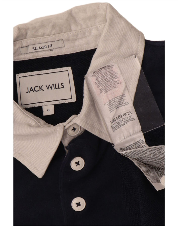 Мужская рубашка-поло для регби с графическим рисунком JACK WILLS XL, темно-синяя, с цветными блоками