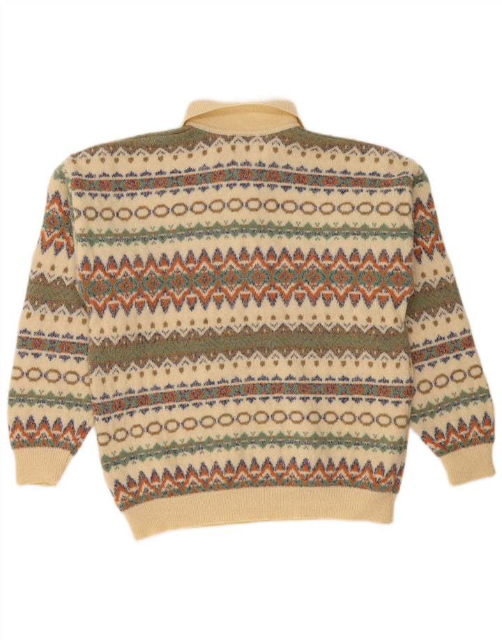 STEFANEL Мужской свитер с воротником поло, средний бежевый Fair Isle