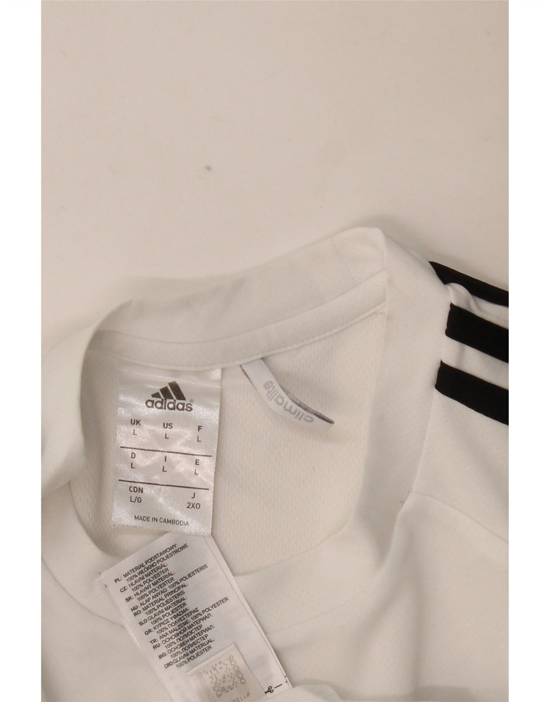 Мужская футболка ADIDAS Climalite, большой белый полиэстер с цветными блоками