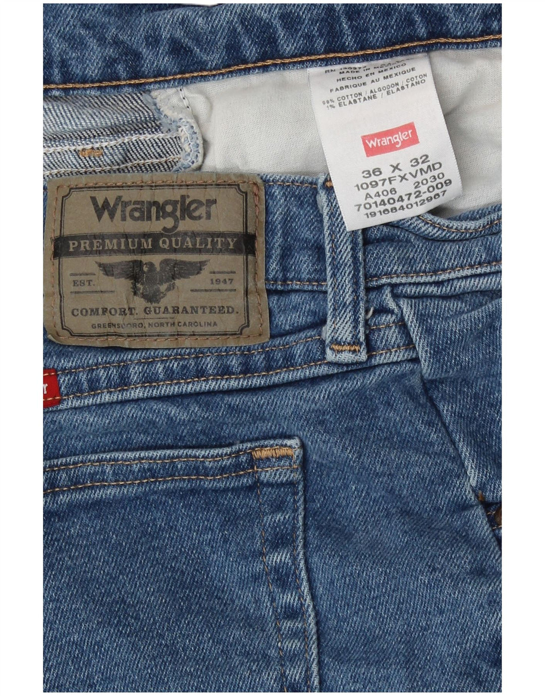 Мужские прямые джинсы Wrangler W36 L32, синий хлопок
