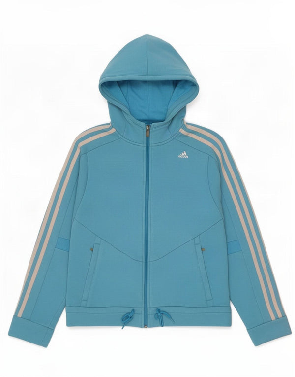 Женский свитер с капюшоном Adidas Climalite на молнии UK 12, средний синий, хлопок
