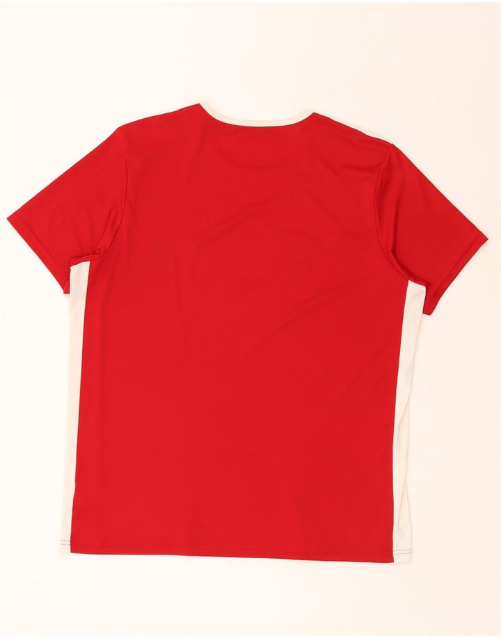 Мужская футболка ADIDAS Climalite Top XL, красный полиэстер с цветными блоками