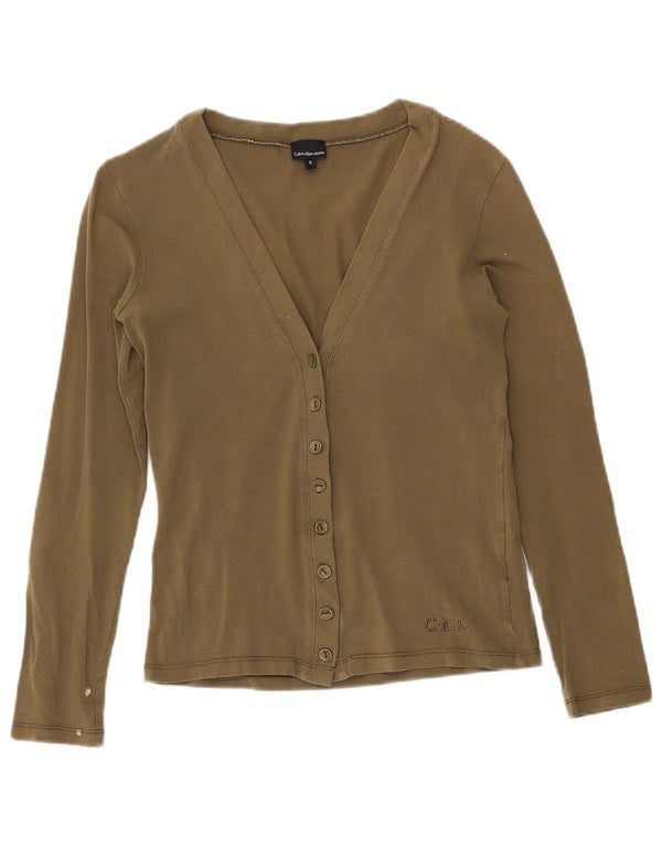 Женский свитер-кардиган CALVIN KLEIN JEANS UK 10, маленький размер, цвет хаки, хлопок