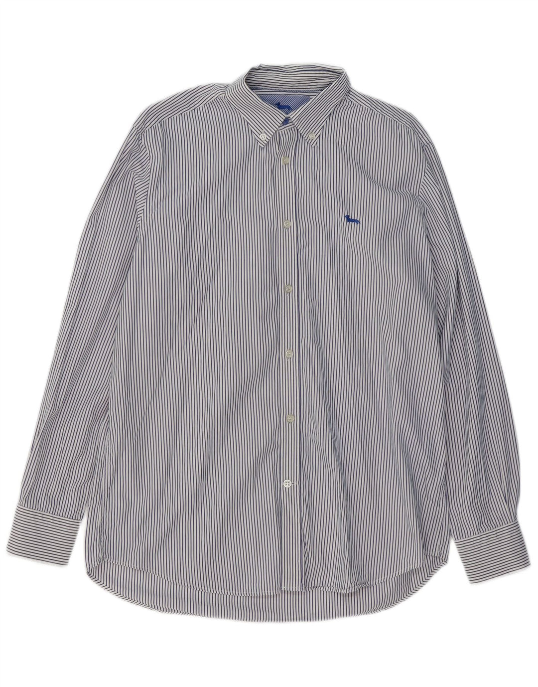 HARMONT & BLAINE Мужская рубашка стандартного кроя XL, синяя хлопковая полоска