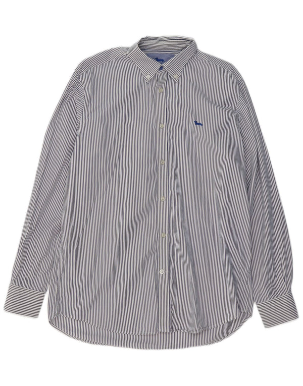 HARMONT & BLAINE Мужская рубашка стандартного кроя XL, синяя хлопковая полоска
