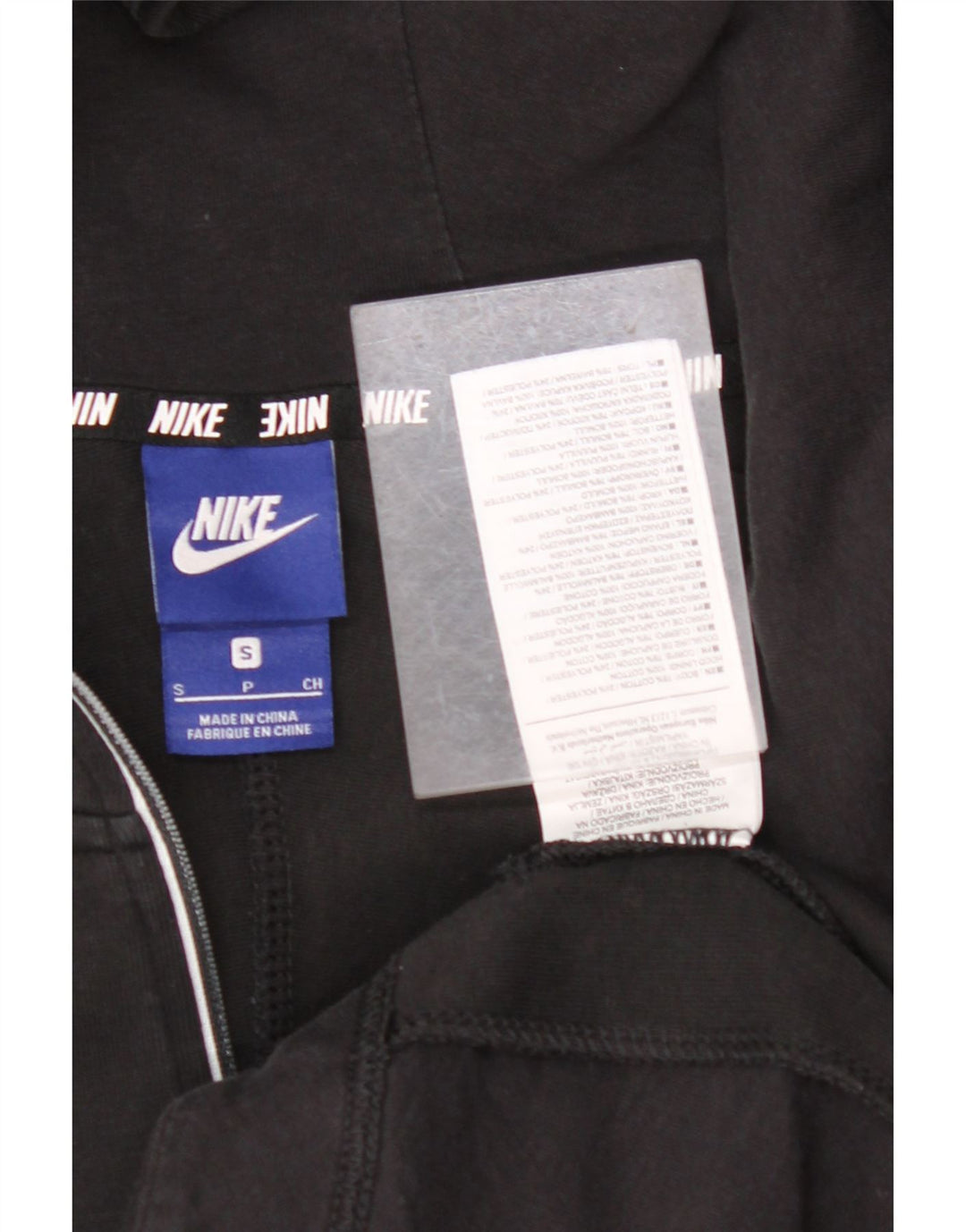 Женский свободный джемпер с капюшоном на молнии с рисунком NIKE UK 10, маленький черный