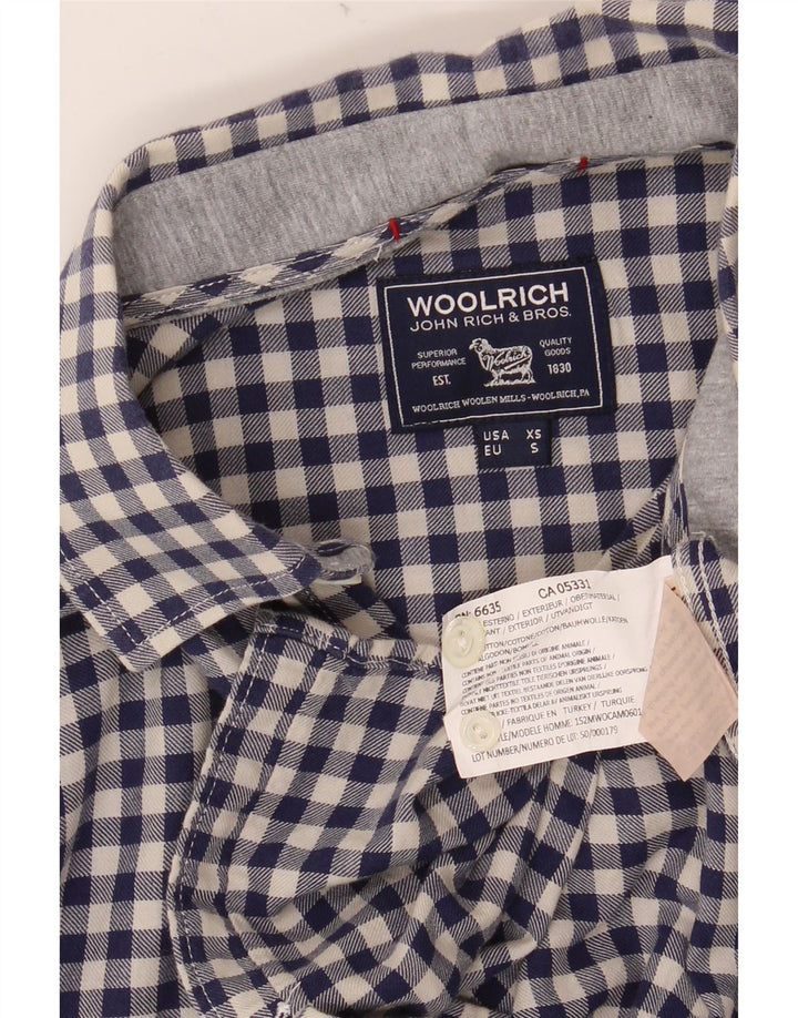 Мужская фланелевая рубашка WOOLRICH XS темно-синяя в мелкую клетку из хлопка