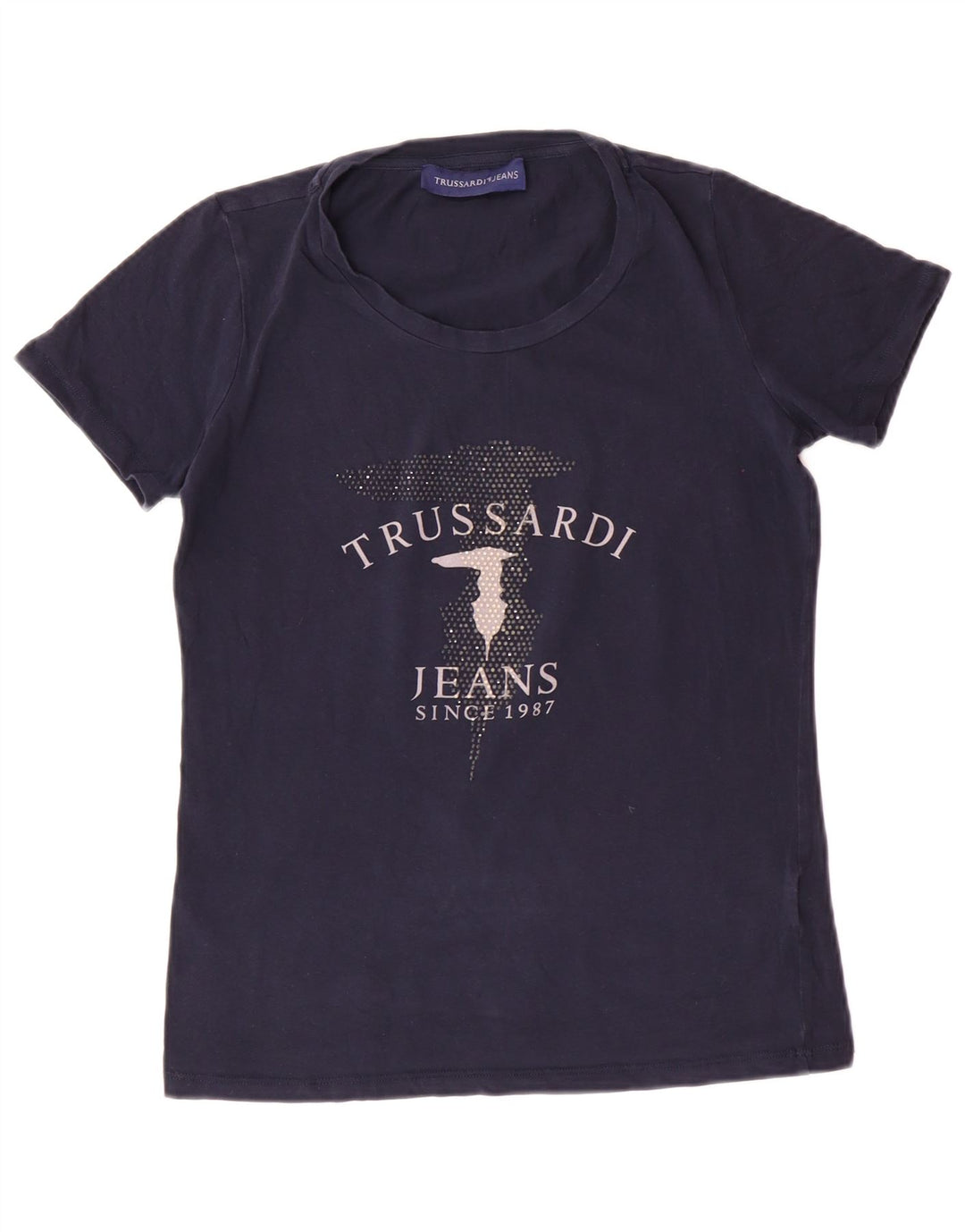 TRUSSARDI JEANS Женская футболка с рисунком Top UK 12 Medium Navy Blue