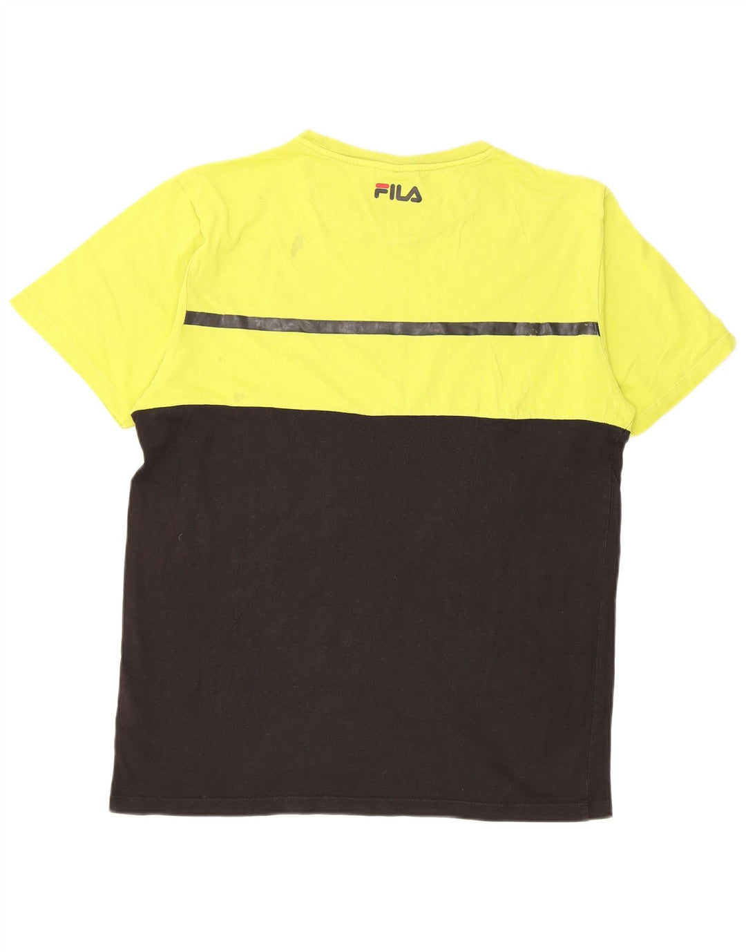 Мужская футболка Fila, большой желтый цвет, хлопок с цветными блоками