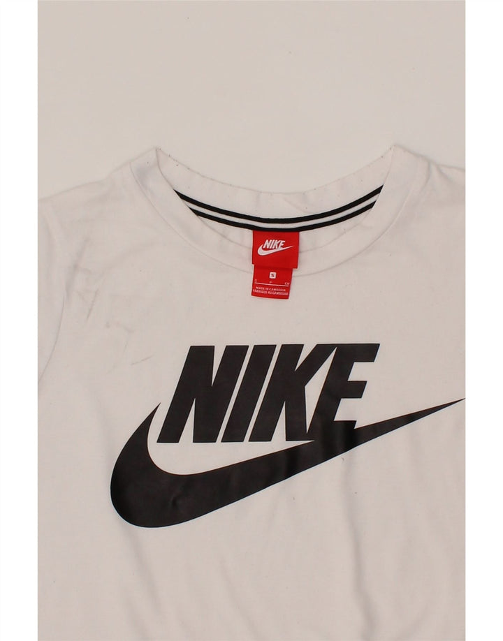 NIKE Mens Graphic T-Shirt Top Small White Polyester Vintage Nike and Second-Hand Nike from Messina Hembry 