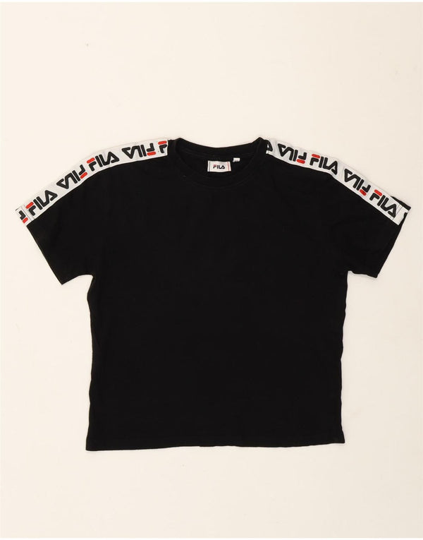 Женская укороченная футболка с рисунком Fila Top UK 6 XS, черный хлопок