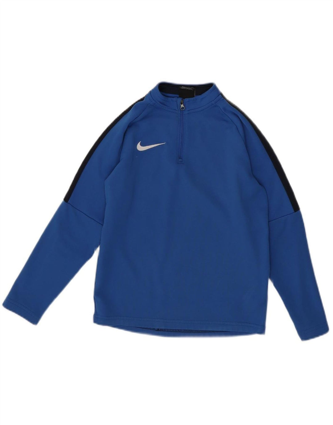 NIKE Boys Zip Neck Tracksuit Top Jacket 8-9 Years Small  Blue Colourblock