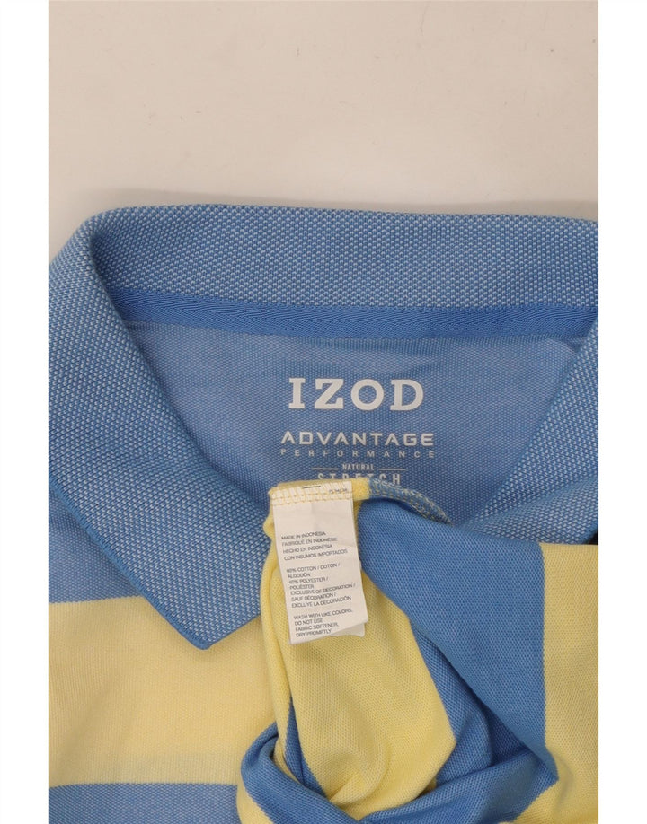 IZOD Мужская рубашка поло XL, синяя полоска, хлопок