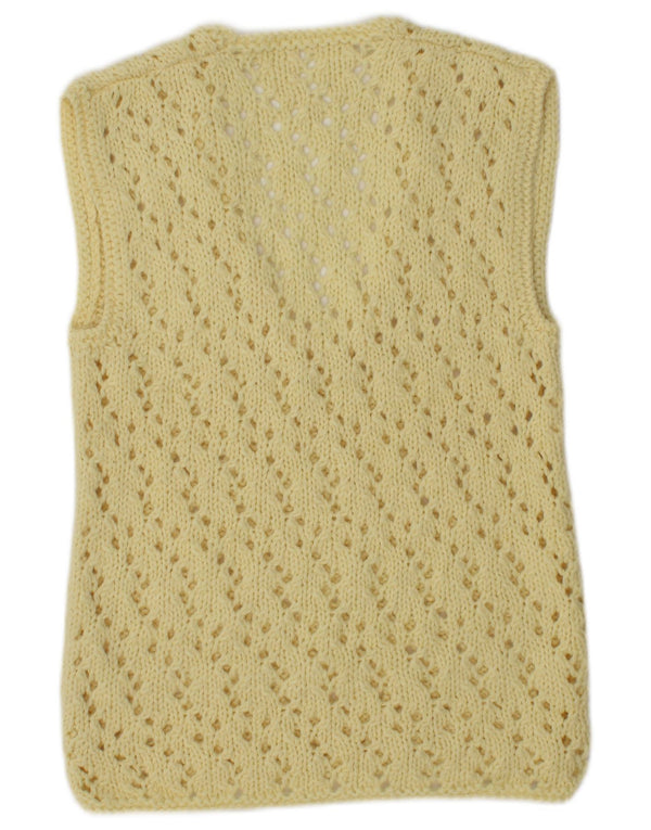 Винтажная женская майка без рукавов UK 12, средний желтый цвет