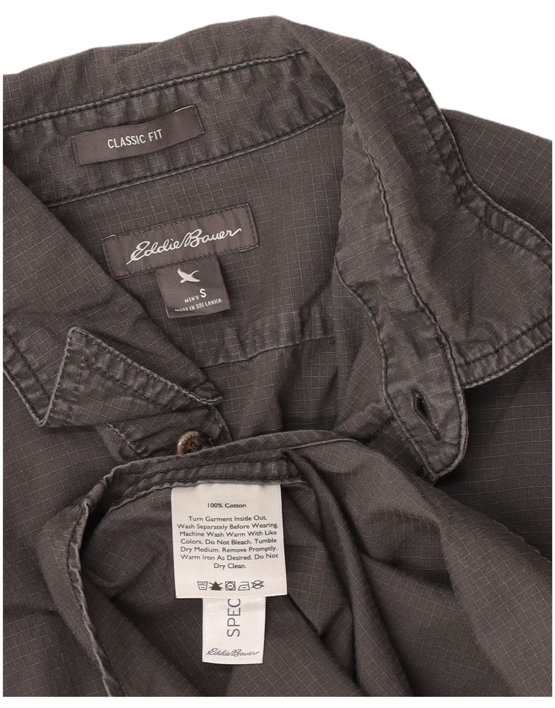 Мужская рубашка классического кроя Eddie Bauer, маленький серый хлопок