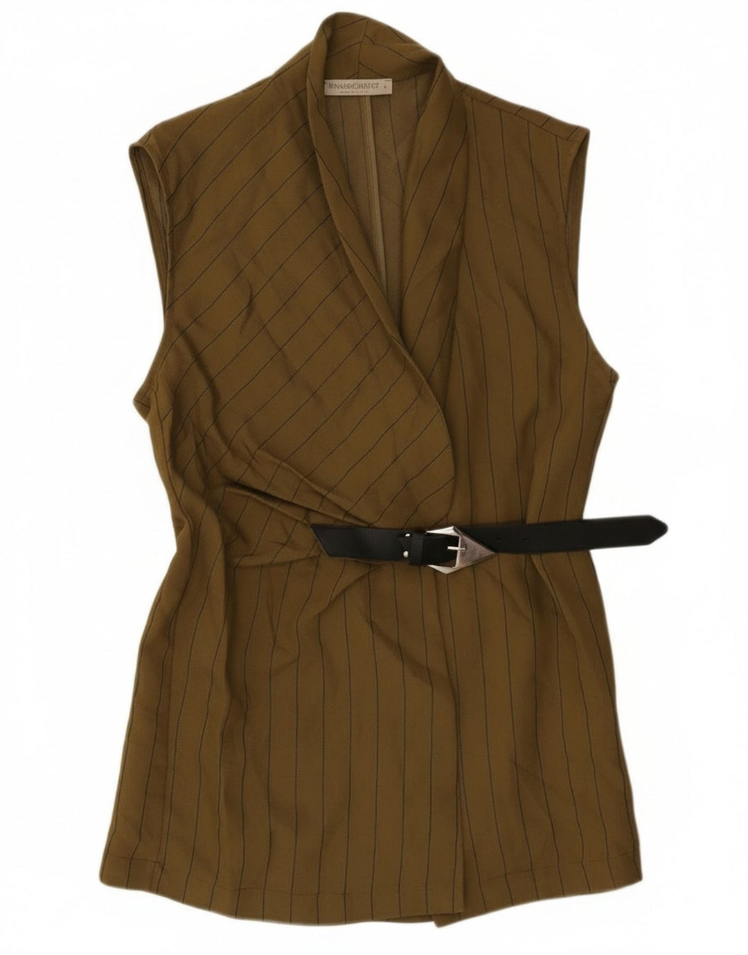 Женский пиджак без рукавов Rinascimento UK 14, большой цвет хаки в полоску