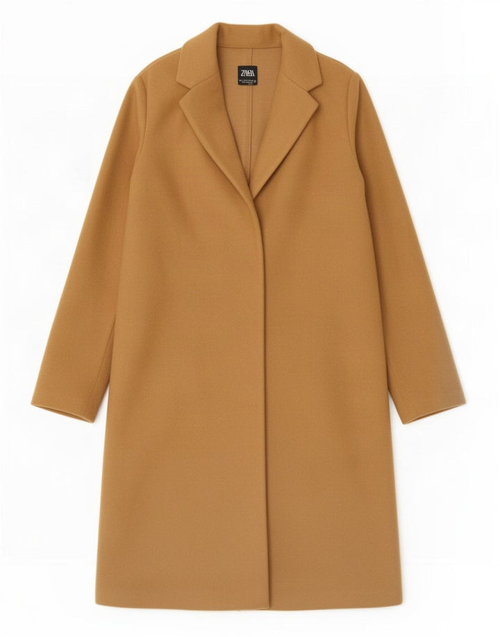 Женское открытое пальто Zara UK 10, маленькое бежевое полиэстер