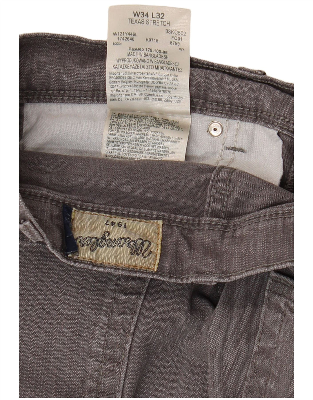 Мужские прямые джинсы WRANGLER Texas Stretch W34 L29, серый хлопок