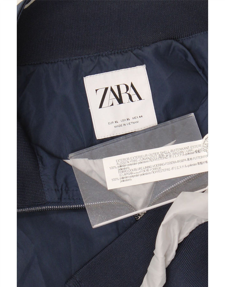 Мужская куртка-бомбер Zara UK 42 XL, темно-синий полиэстер