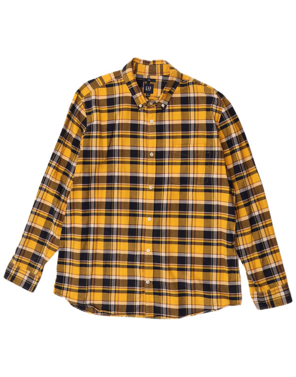 Мужская тонкая фланелевая рубашка Gap 2XL, хлопковая желтая клетка