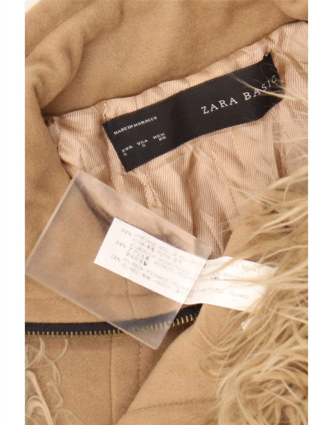 Женская куртка-бомбер из искусственного меха Zara UK 10, маленькая, бежевая шерсть