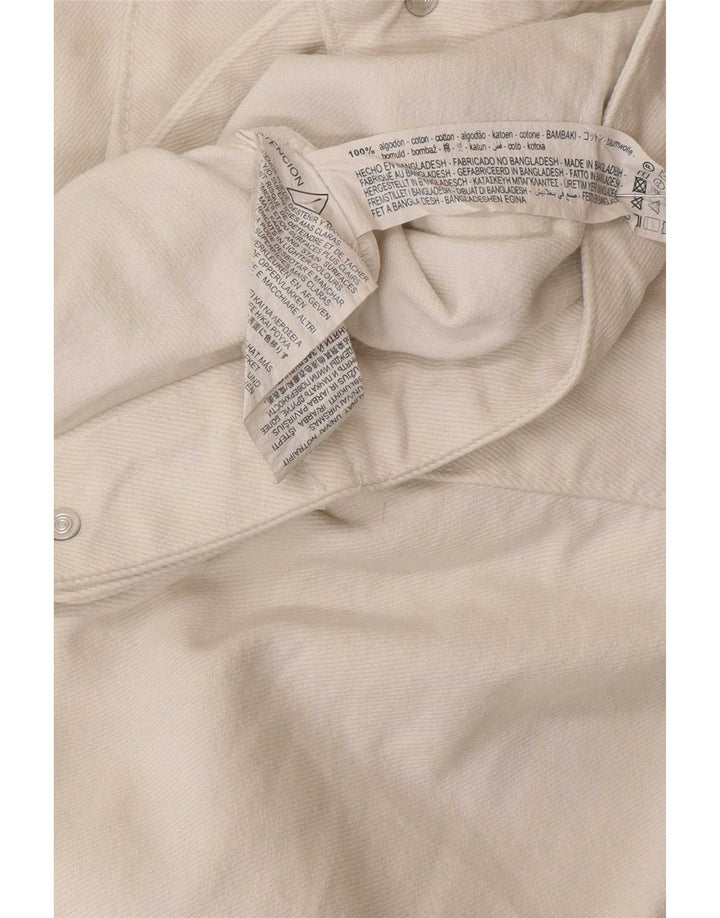 Женская укороченная джинсовая куртка оверсайз Zara UK 6 XS, белый хлопок