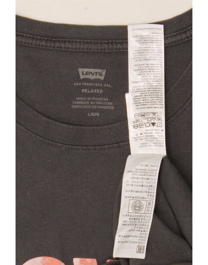 Мужская свободная футболка с рисунком Levi's, большой серый хлопок