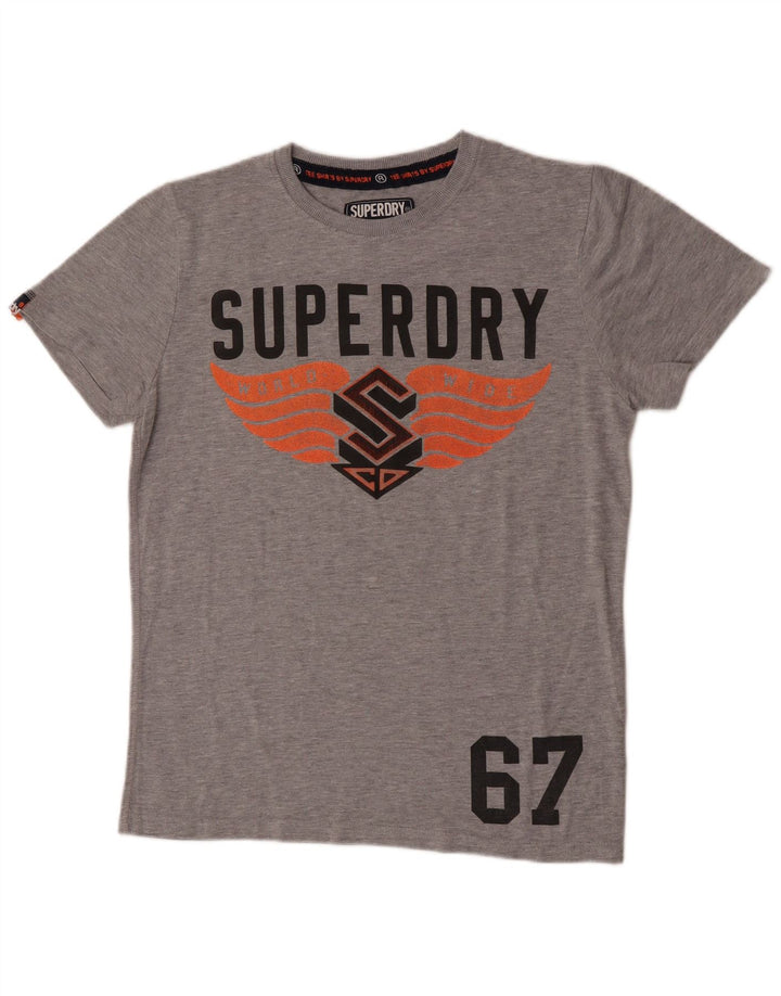 Superdry Мужская футболка с рисунком Верх среднего серого цвета
