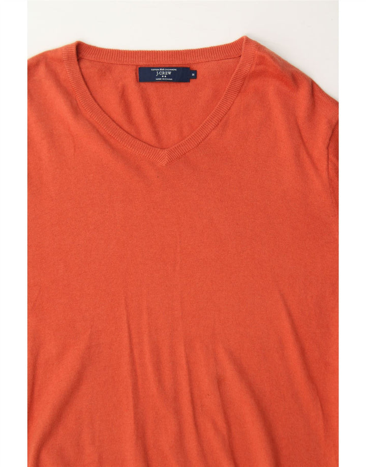 J. CREW Mens V-Neck Jumper Sweater Medium Orange Cotton Vintage J. Crew and Second-Hand J. Crew from Messina Hembry 