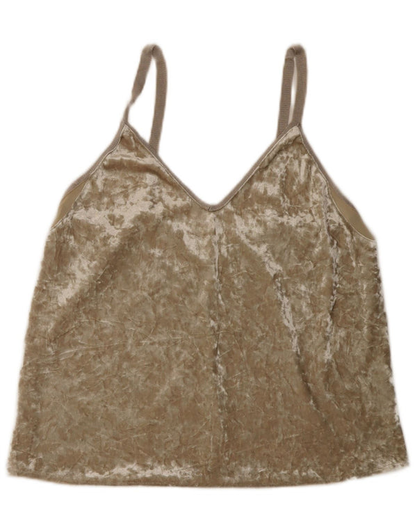 Zara Womens Crop Velvet Cami Top UK 12 Medium Beige