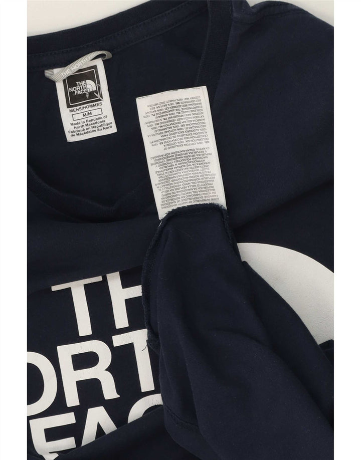 Мужская футболка с рисунком The North Face, темно-синий, хлопковый топ среднего размера