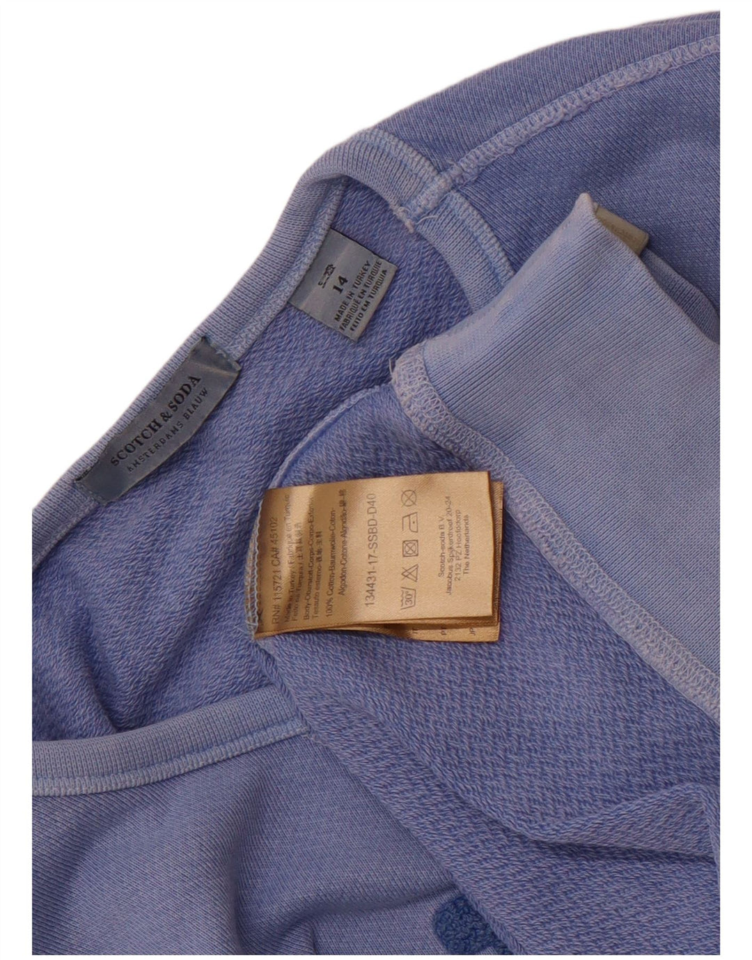 Женский свитер с рисунком Scotch & Soda, хлопковый джемпер среднего размера, Великобритания 14, синий