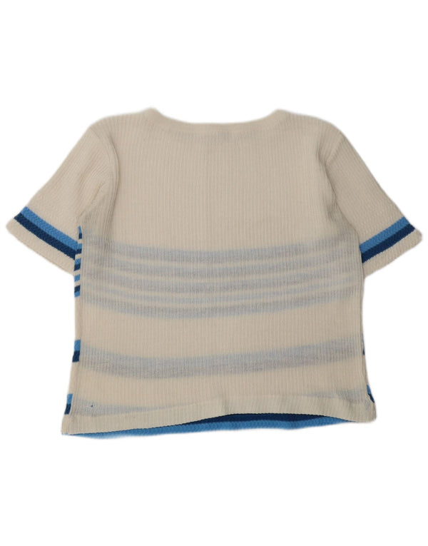 ВИНТАЖНЫЙ женский свитер с вырезом «лодочка», Великобритания, 16, большая белая полоска