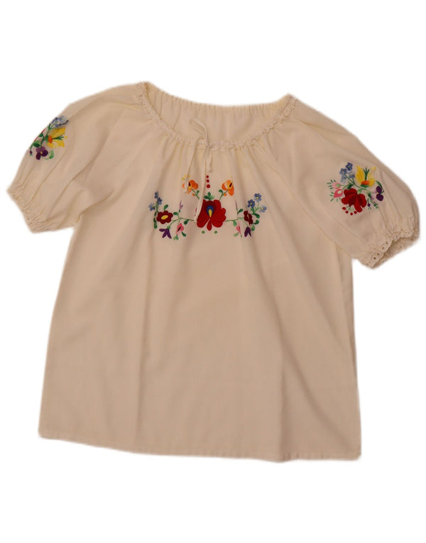 Женская блузка VINTAGE Top UK 16, большая с белым цветочным принтом