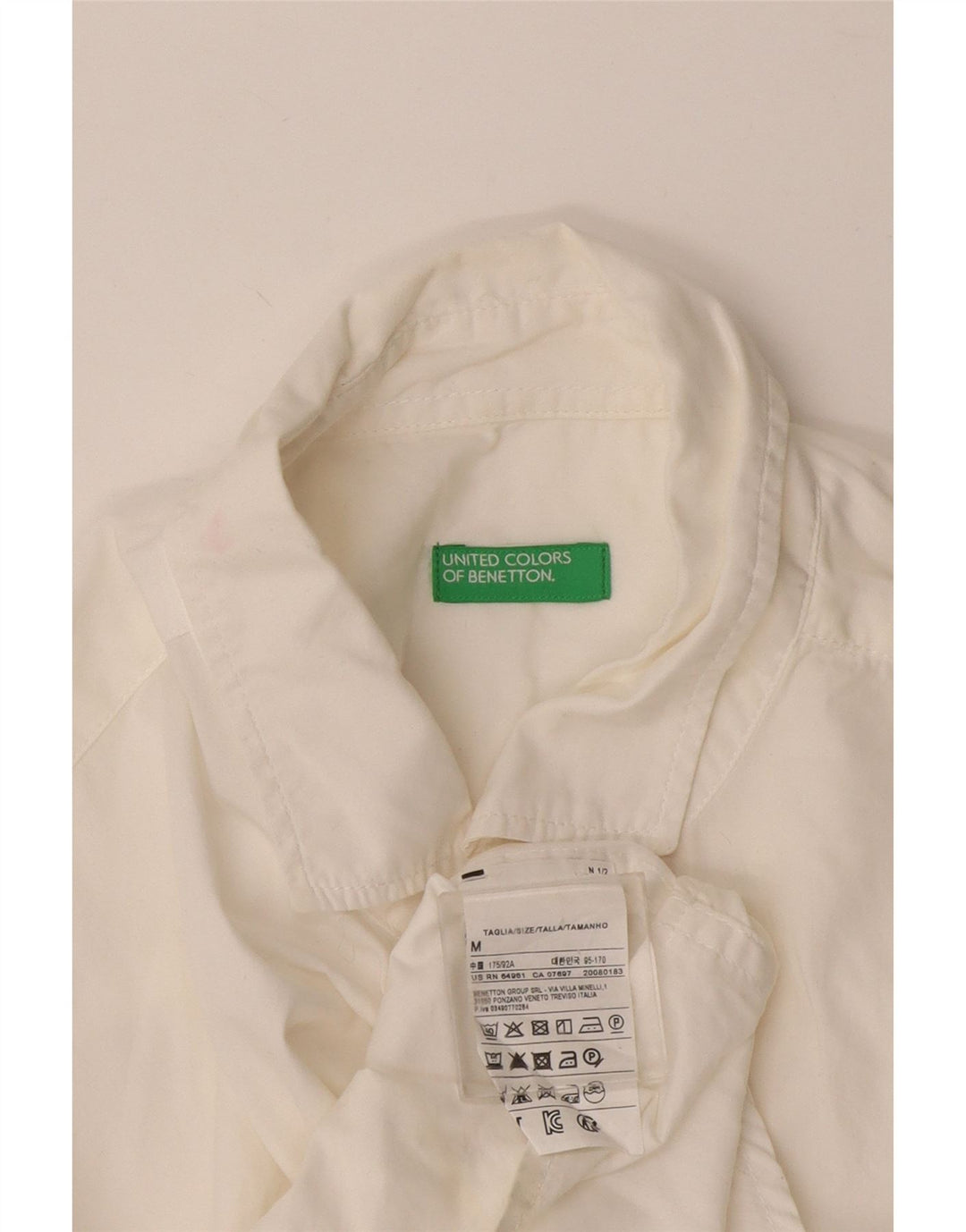 Мужская рубашка Benetton из хлопка среднего размера белого цвета