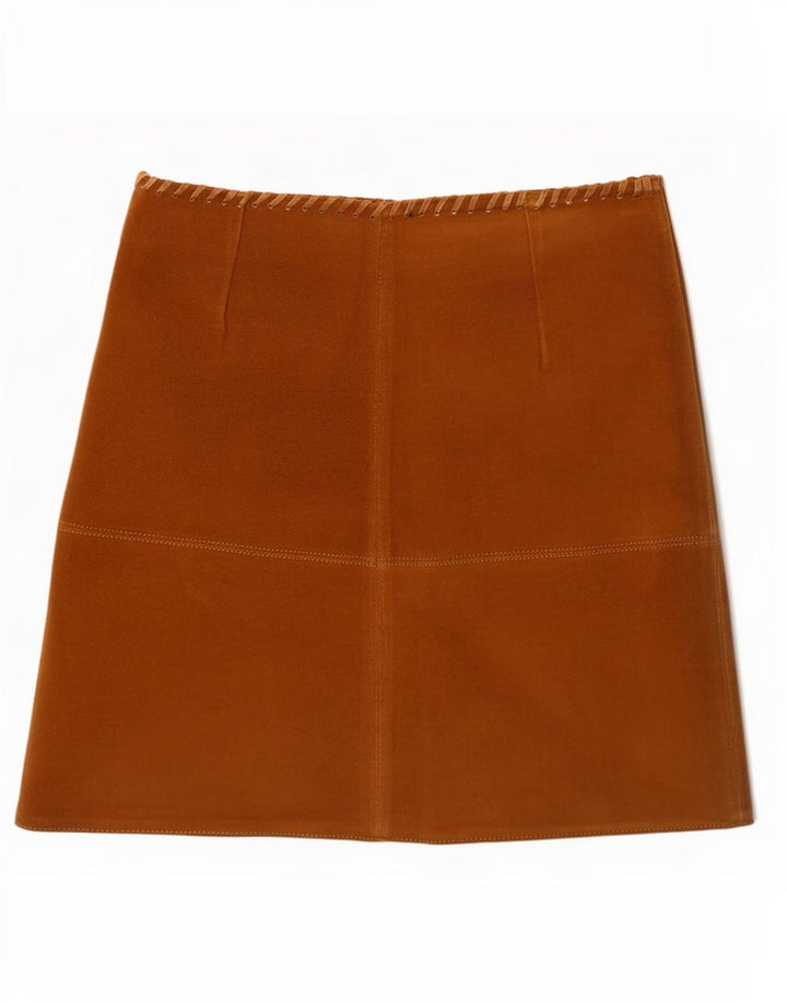 Женская замшевая мини-юбка Zara Medium W28 Бежевая кожа