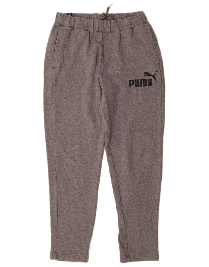 Мужские спортивные брюки PUMA с графическим рисунком, хлопковые брюки среднего серого цвета с крапинками