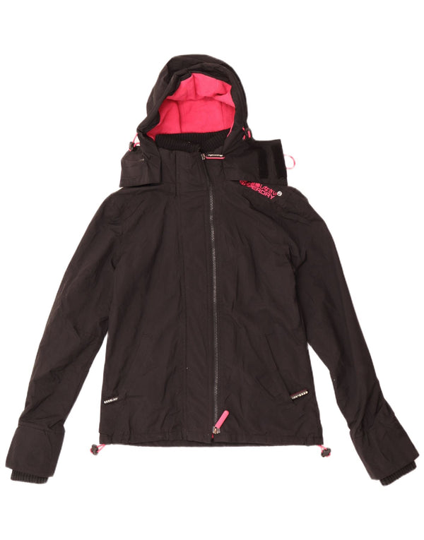 Женская ветровка с капюшоном Superdry UK 4 XS, черный нейлон