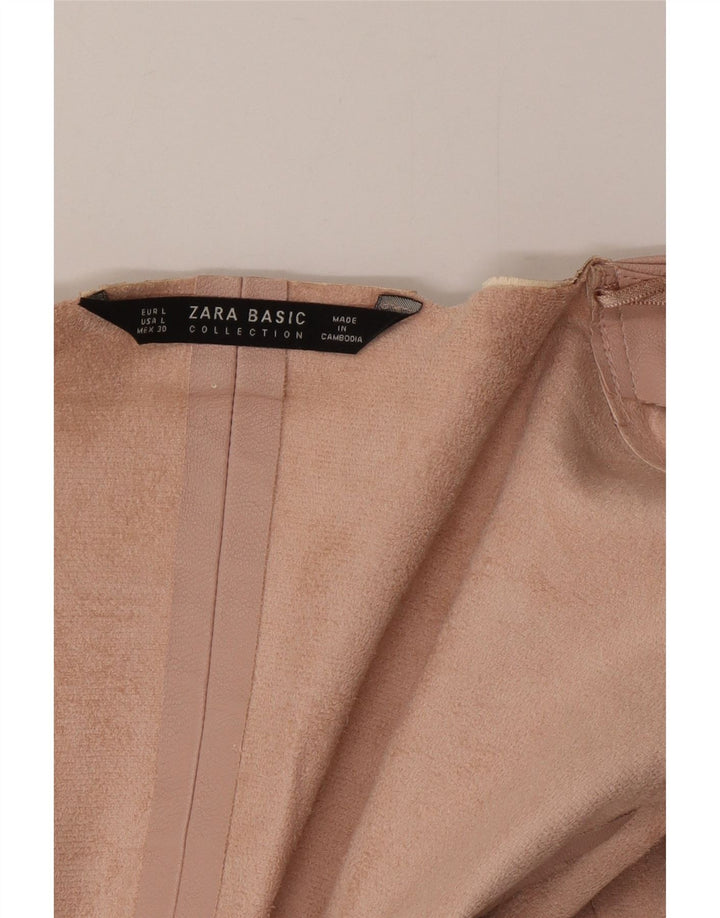 Женский пиджак из искусственной кожи Zara UK 14, средний розовый