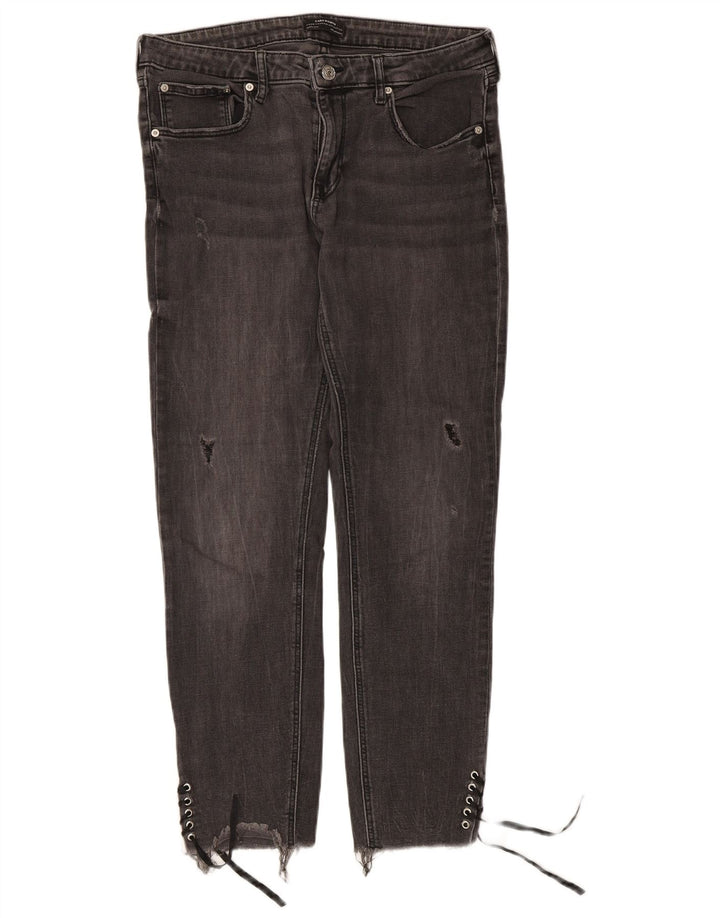Женские потертые узкие джинсы Zara EU 44 XL W34 L27 серые
